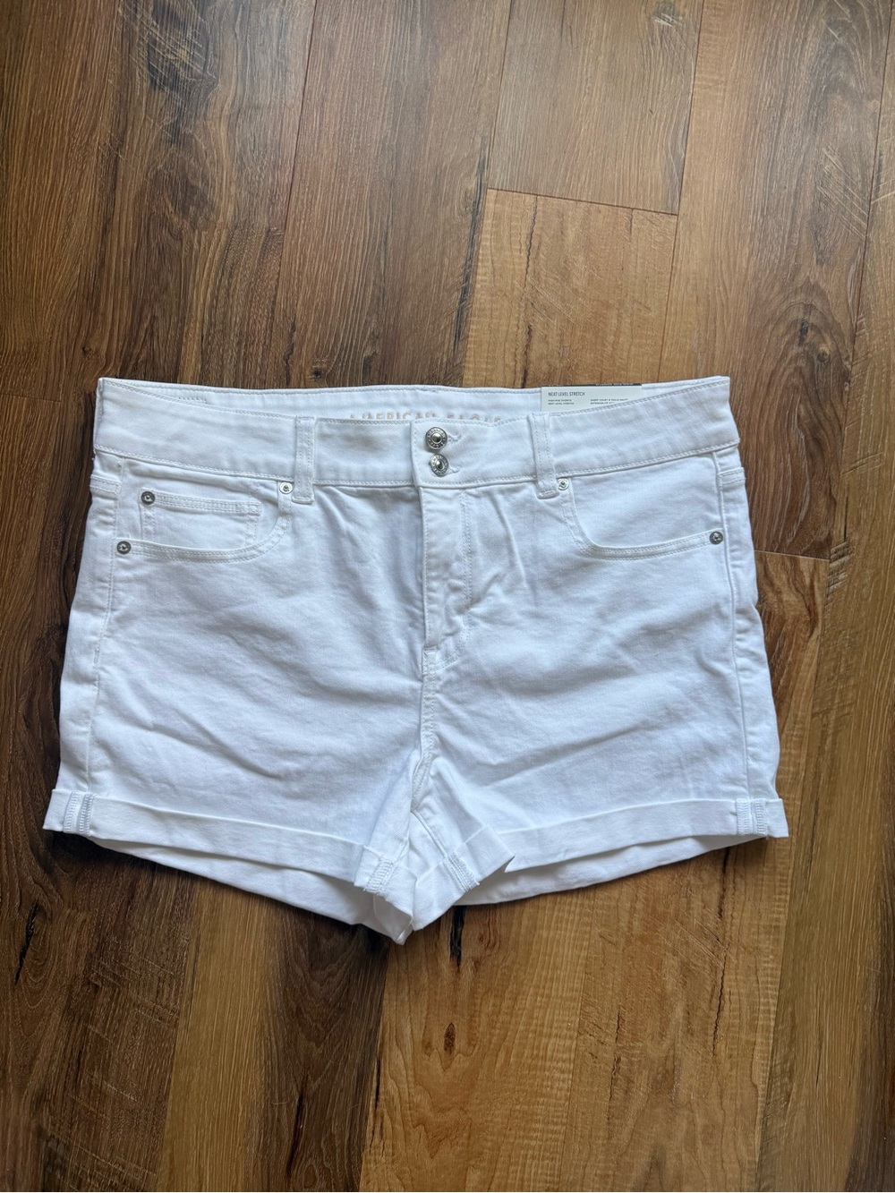 American Eagle Outfitters White Cuffed Denim Shorts